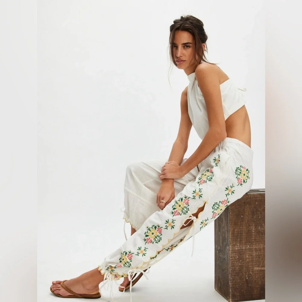 Free People Spring Breeze tie Pants - Picture 3 of 8